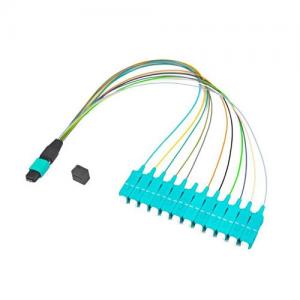 MTP/MPO with Flat Ribbon Boot to SC UPC OM3 MM 0.9mm Fanout Cable